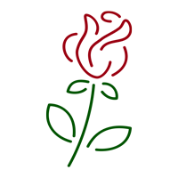 Abbildung einer durch Linien gezeichneten Rose